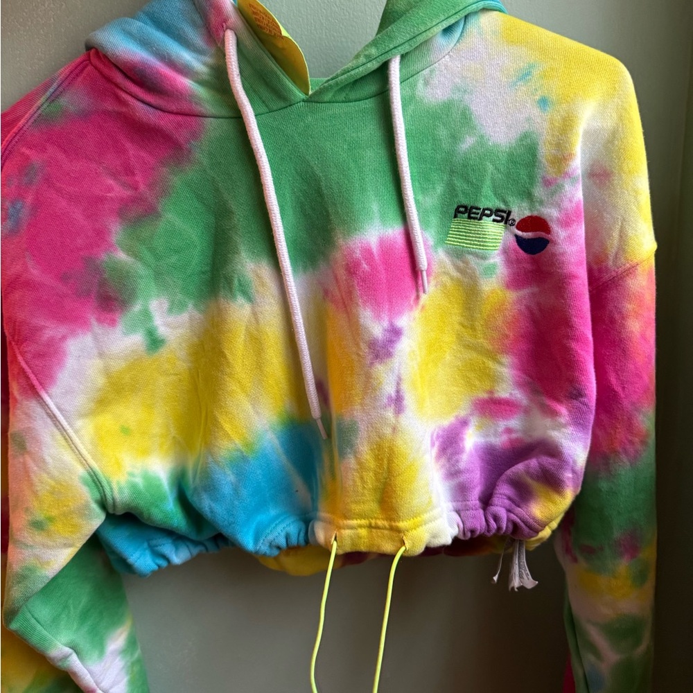 Pepsi Multicolor Tie-Dye Hoodie crop top